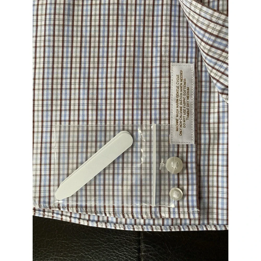 Roundtree &‎ Yorke Gold Label Men's Small 141/2 X 32 Button Up Gingham Shirt - Picture 5 of 12